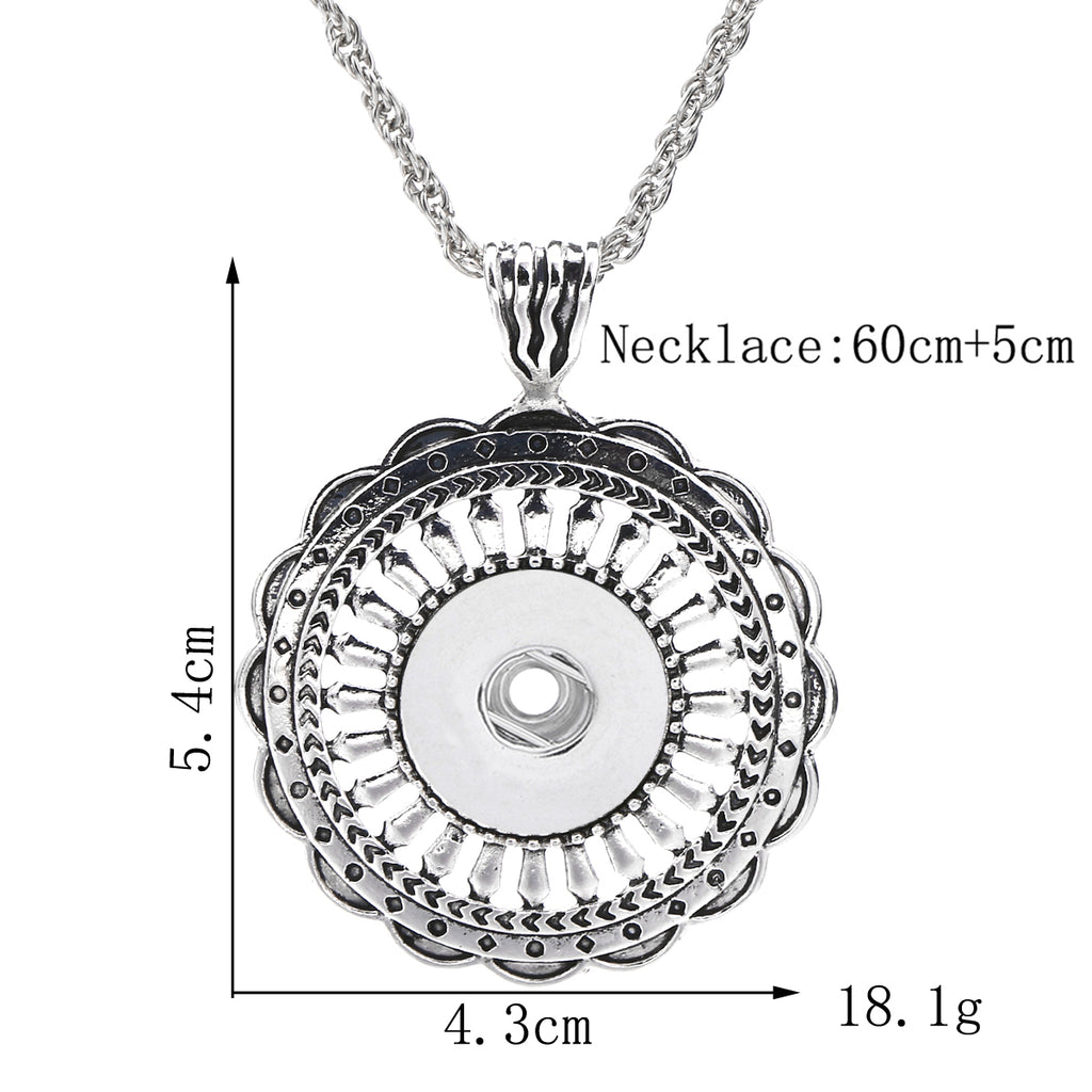 18mm Vintage Floral Embossed Interchangeable Snap Charm Necklace