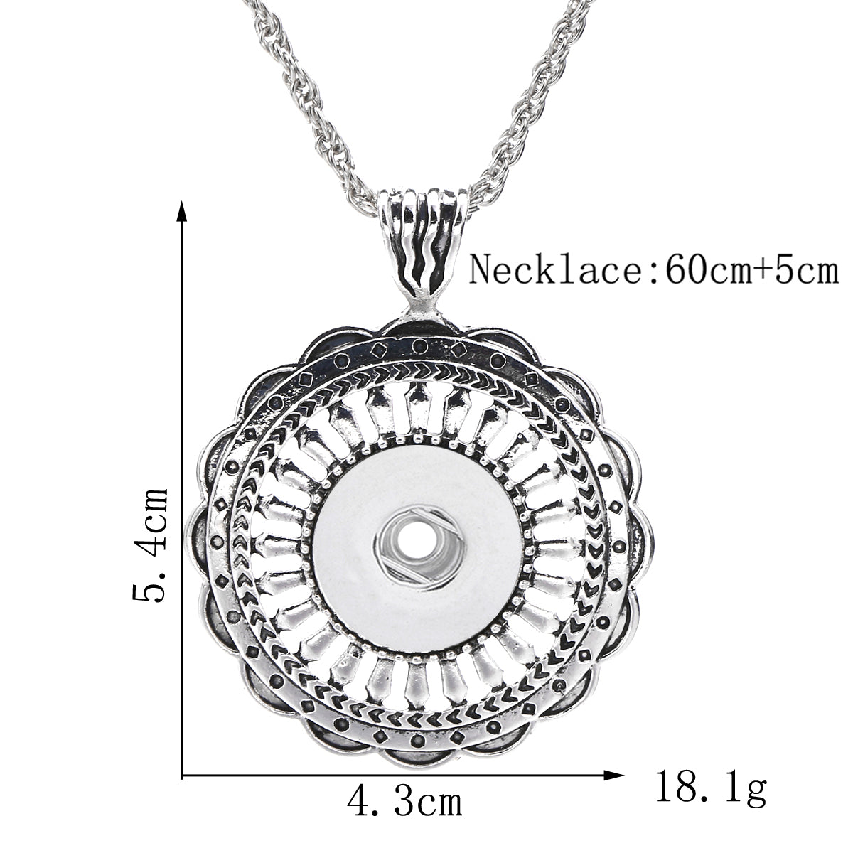 18mm Vintage Floral Embossed Interchangeable Snap Charm Necklace