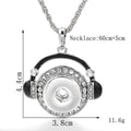 18mm Rhinestone Headphones Interchangeable Snap Charm Necklace