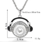 18mm Rhinestone Headphones Interchangeable Snap Charm Necklace
