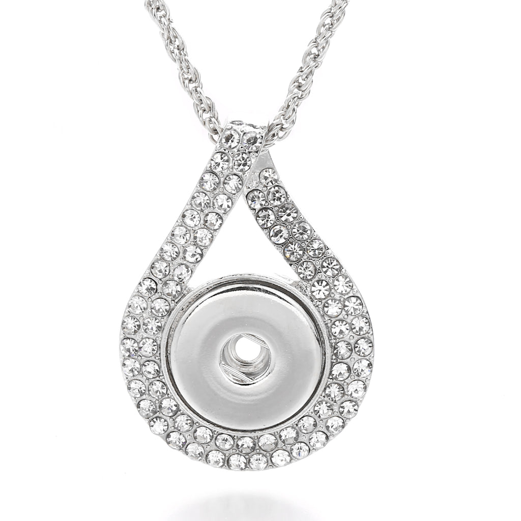 18mm Rhinestone Teardrop Snap Charm Necklace | Interchangeable DIY Jewelry