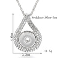 18mm Rhinestone Teardrop Snap Charm Necklace | Interchangeable DIY Jewelry