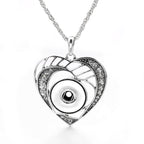 18mm Heart Rhinestone Snap Charm Necklace | Interchangeable DIY Jewelry