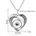 18mm Heart Rhinestone Snap Charm Necklace | Interchangeable DIY Jewelry