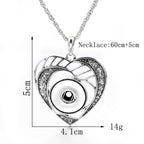 18mm Heart Rhinestone Snap Charm Necklace | Interchangeable DIY Jewelry