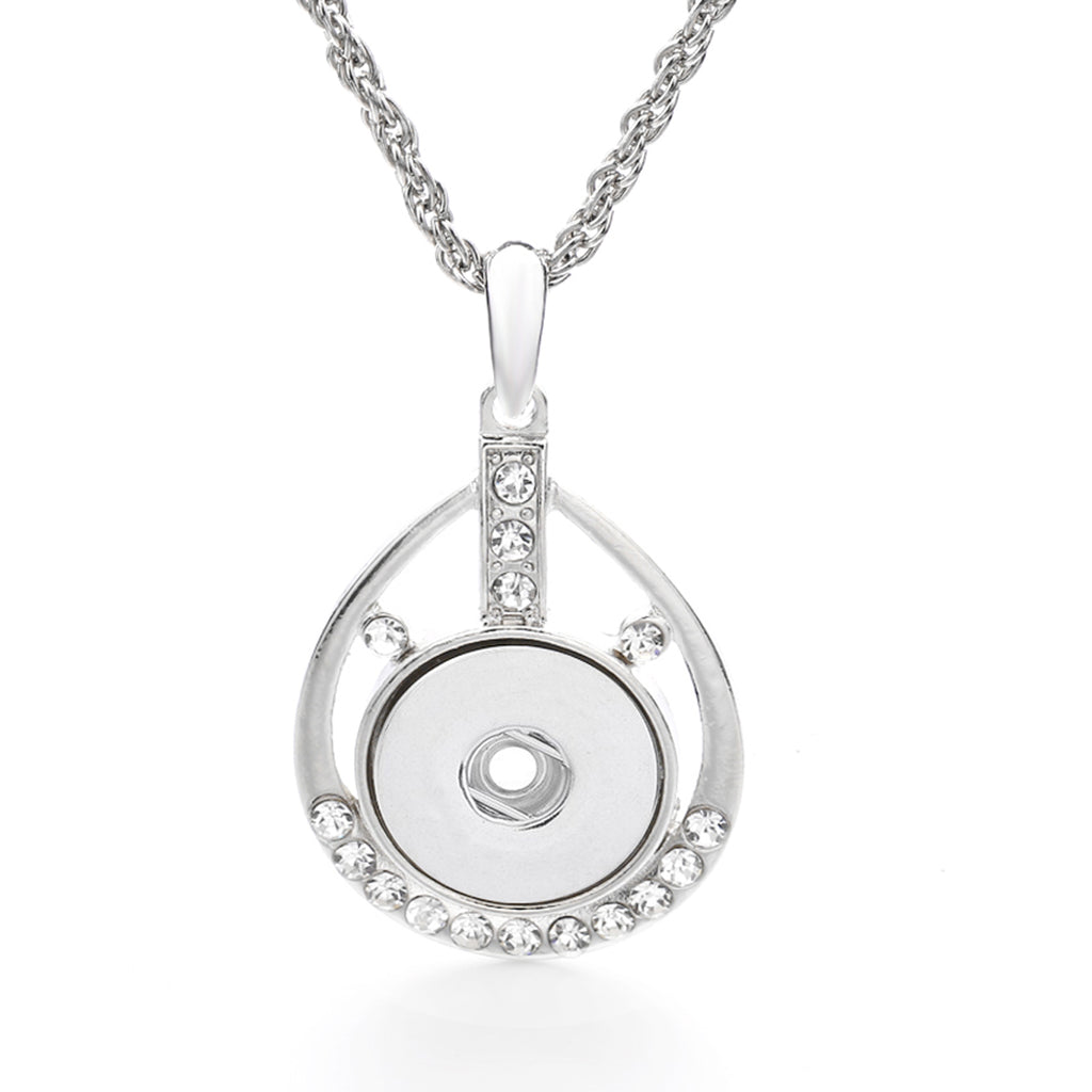 18mm Teardrop Rhinestone Snap Charm Necklace | Interchangeable Jewelry