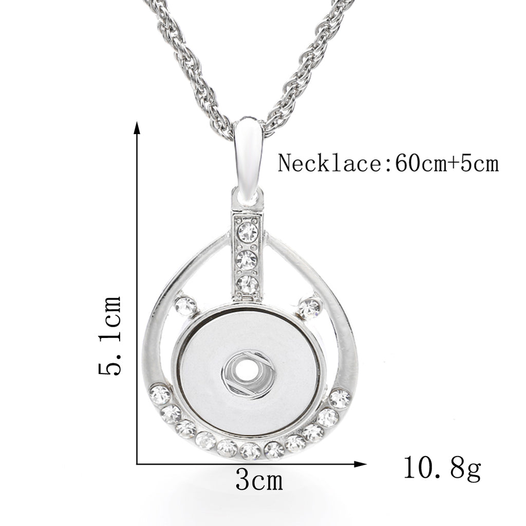 18mm Teardrop Rhinestone Snap Charm Necklace | Interchangeable Jewelry