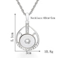 18mm Teardrop Rhinestone Snap Charm Necklace | Interchangeable Jewelry