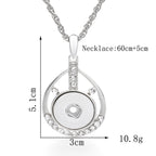 18mm Teardrop Rhinestone Snap Charm Necklace | Interchangeable Jewelry