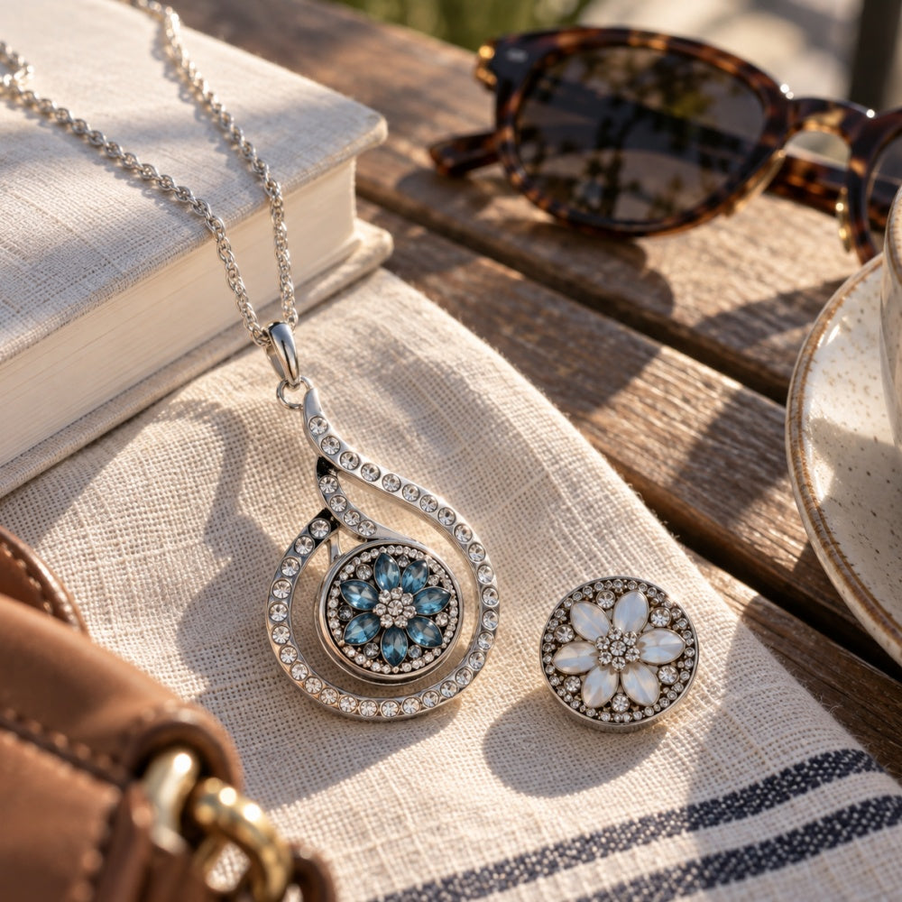18mm Teardrop Crystal Snap Charm | Rhinestone Interchangeable Necklace