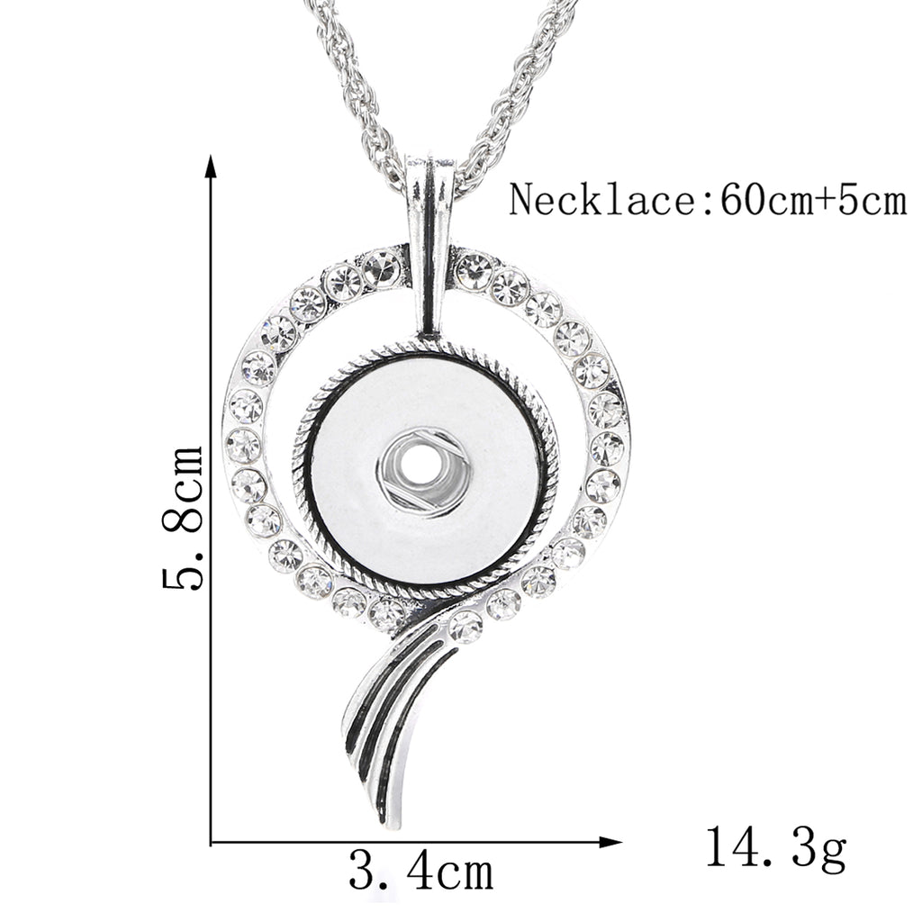 18mm Round Rhinestone Snap Charm Necklace | Interchangeable Jewelry