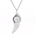 18mm Winged Link Snap Charm Necklace | Interchangeable Rhinestone Jewelry