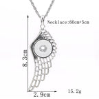18mm Winged Link Snap Charm Necklace | Interchangeable Rhinestone Jewelry
