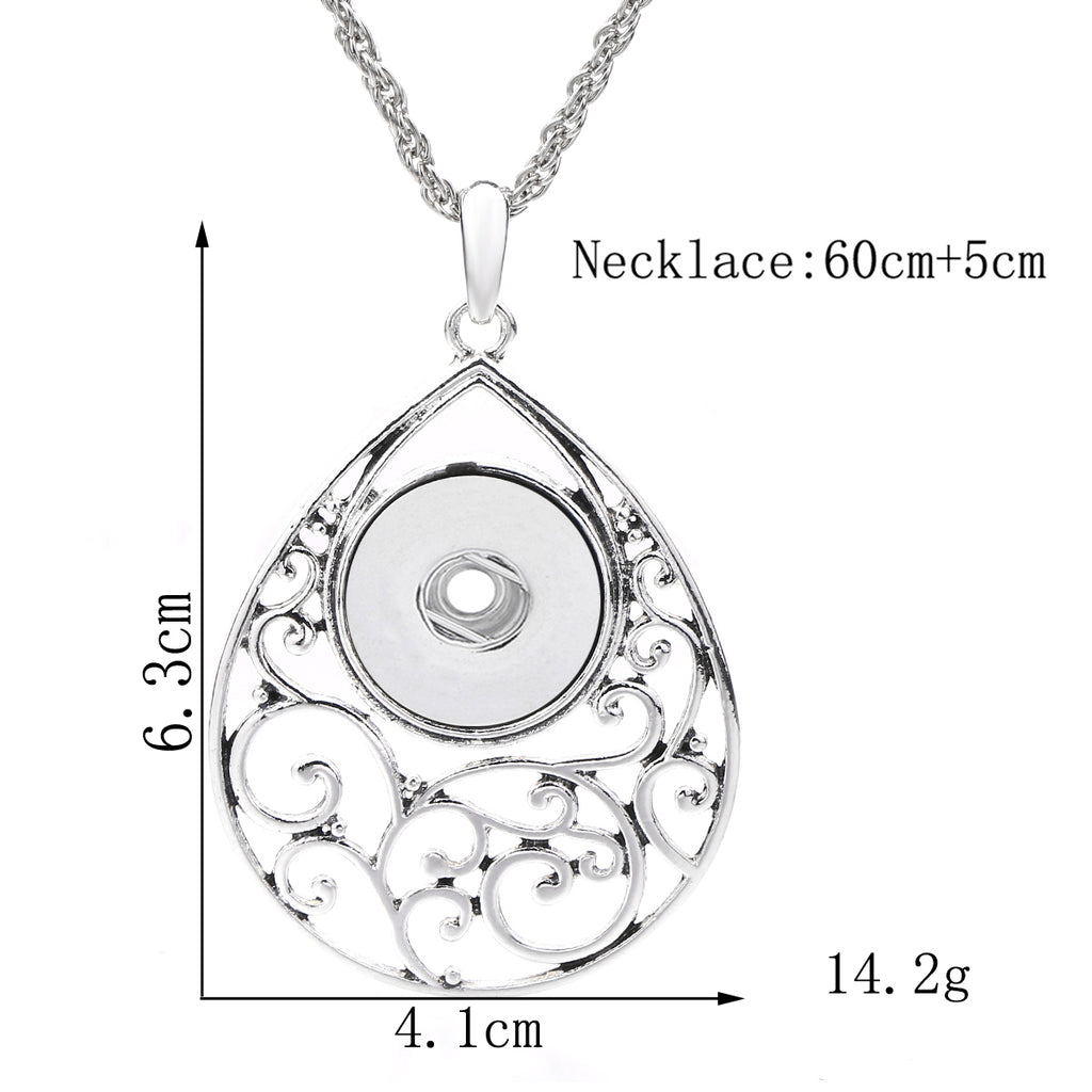 18mm Teardrop Scrollwork Snap Charm Necklace | Interchangeable Jewelry