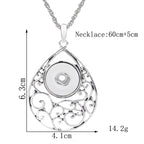 18mm Teardrop Scrollwork Snap Charm Necklace | Interchangeable Jewelry
