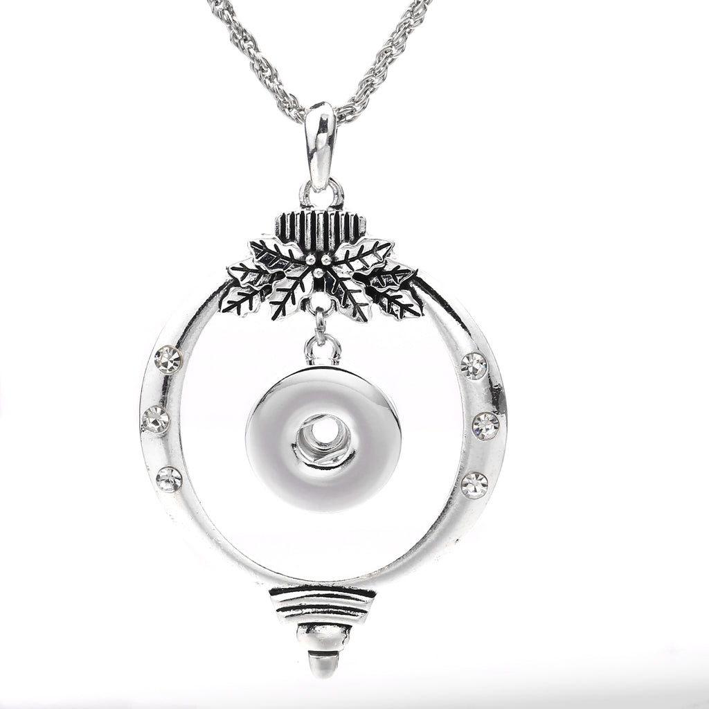 18mm Botanical Leaf Ring Snap Charm Necklace | Interchangeable Jewelry