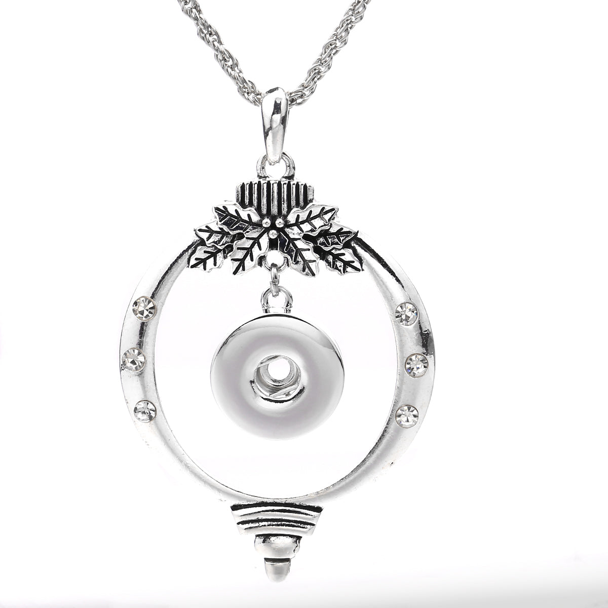 18mm Botanical Leaf Ring Snap Charm Necklace | Interchangeable Jewelry
