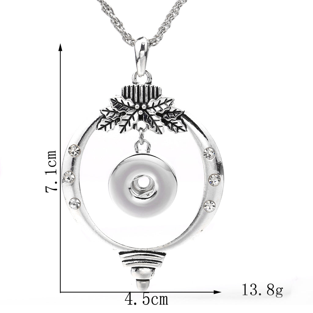 18mm Botanical Leaf Ring Snap Charm Necklace | Interchangeable Jewelry