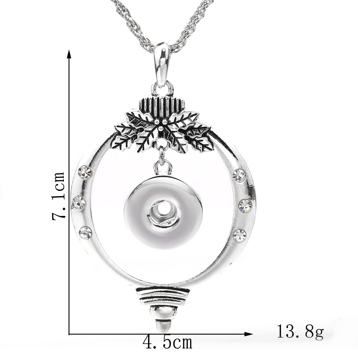 18mm Botanical Leaf Ring Snap Charm Necklace | Interchangeable Jewelry