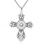 18mm Filigree Cross Snap Charm Necklace | Interchangeable Jewelry