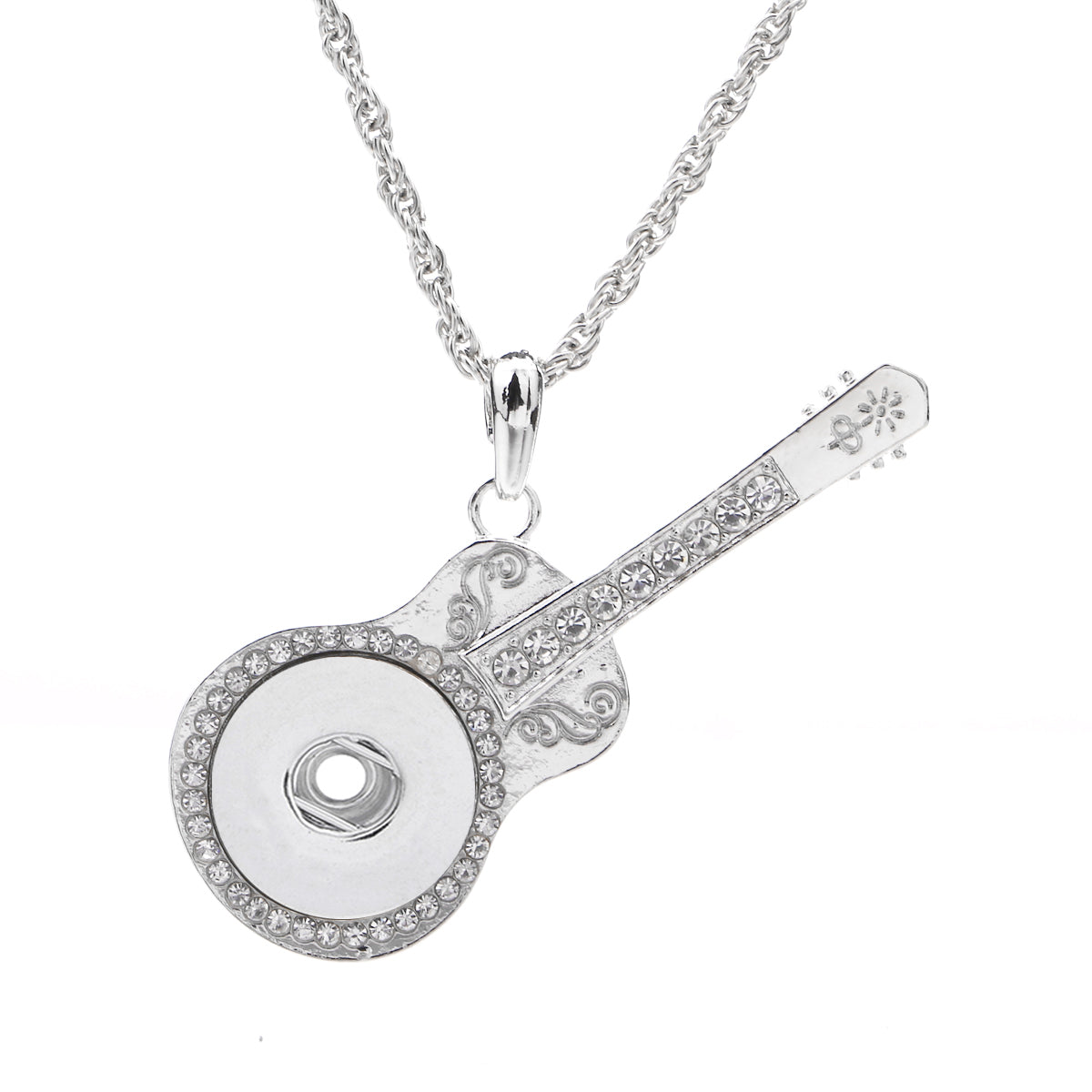 18mm Guitar Rhinestone Snap Charm | Interchangeable Music Charm for Necklace