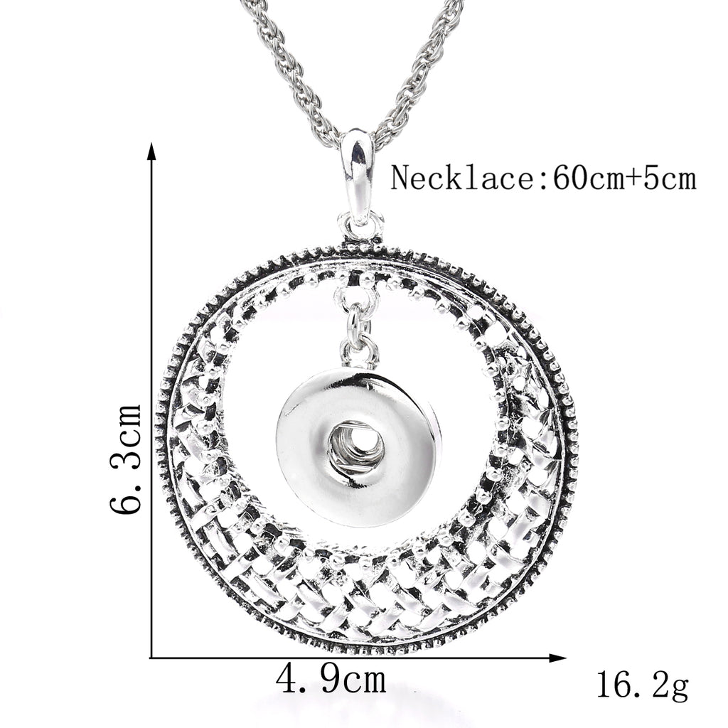 18mm Woven Circle Snap Charm | Interchangeable Rhinestone Necklace Charm