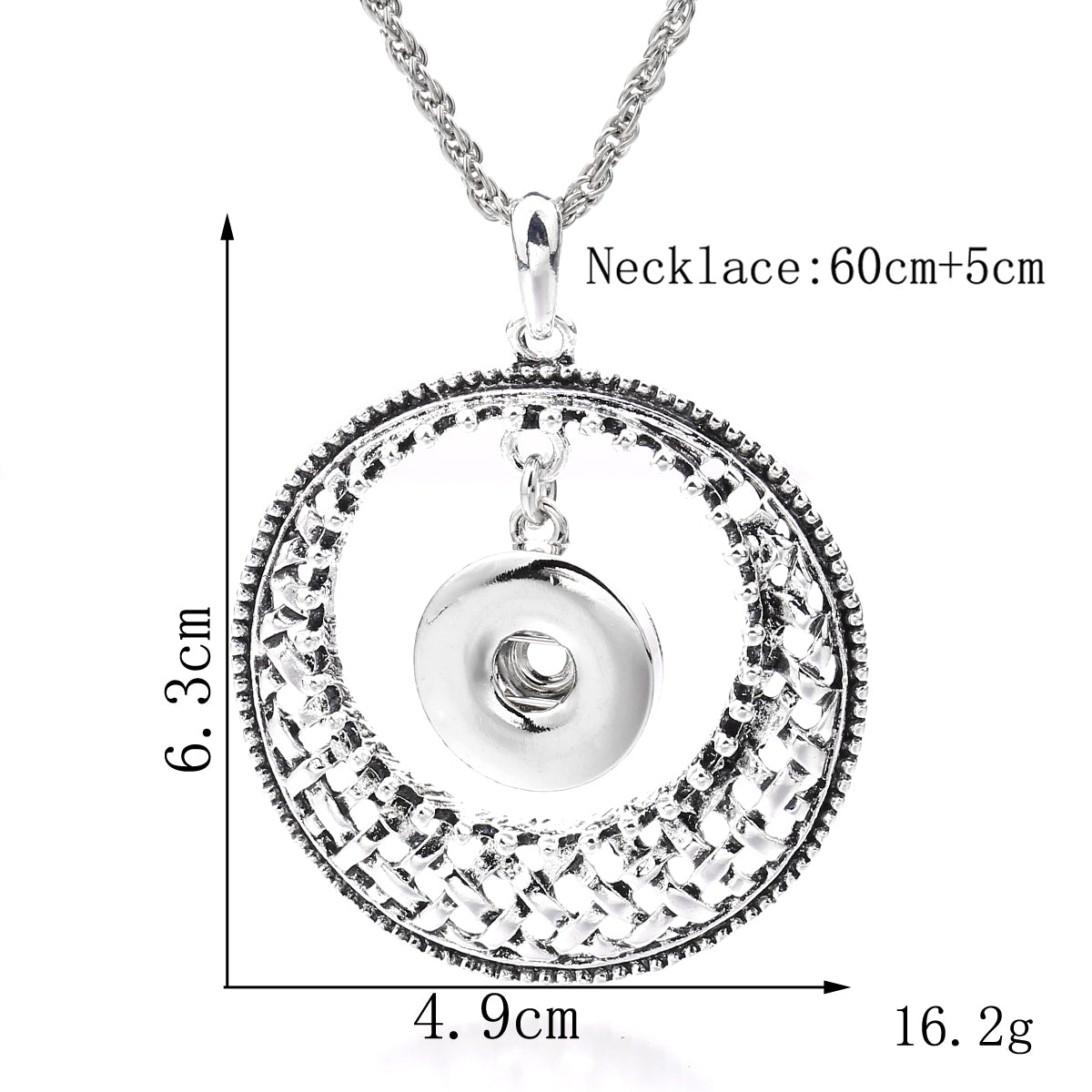 18mm Woven Circle Snap Charm | Interchangeable Rhinestone Necklace Charm