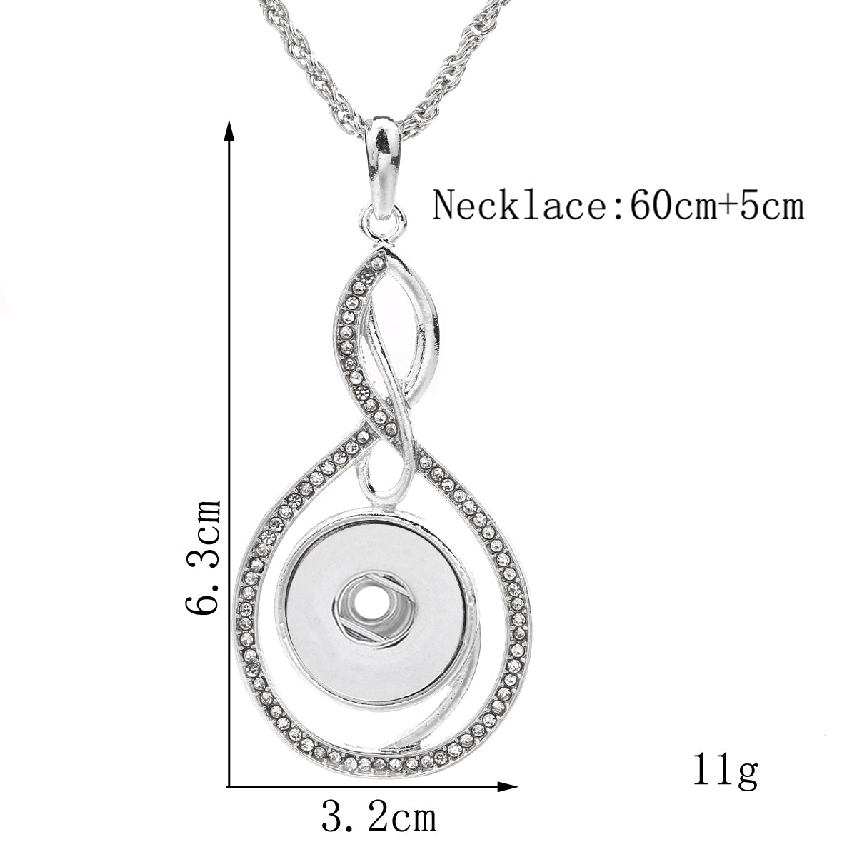 18mm Intertwined Infinity Rhinestone Snap Charm