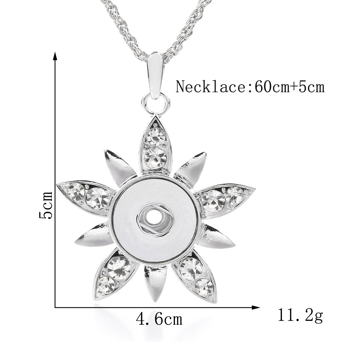 18mm Rhinestone Sunburst Snap Charm