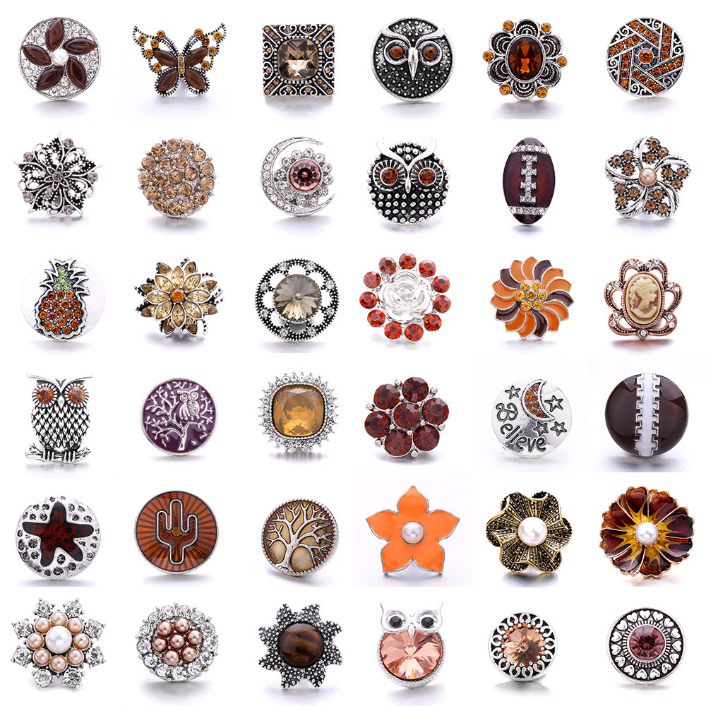 Autumn Brown Rhinestone 18mm Snap Charm Collection