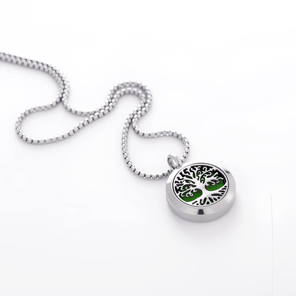 Tree of Life Essential Oil Diffuser Necklace | Replaceable Scent Pad