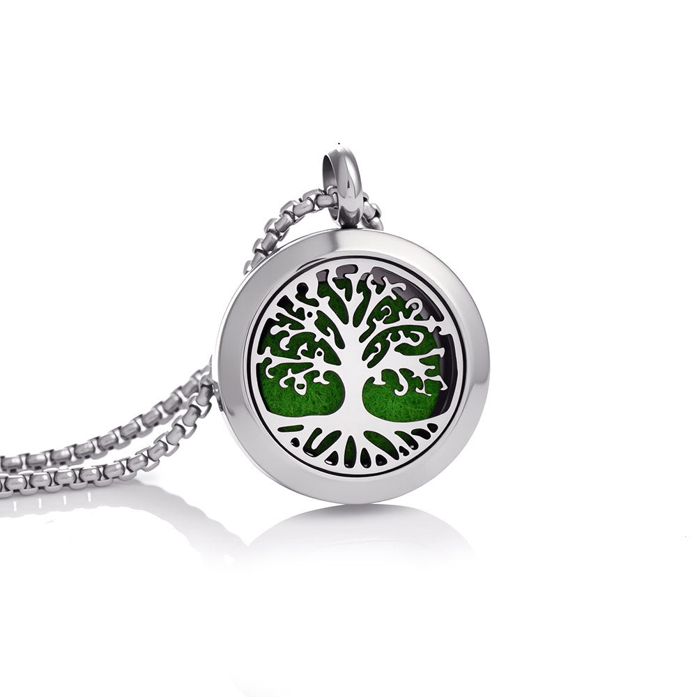 Tree of Life Essential Oil Diffuser Necklace | Replaceable Scent Pad
