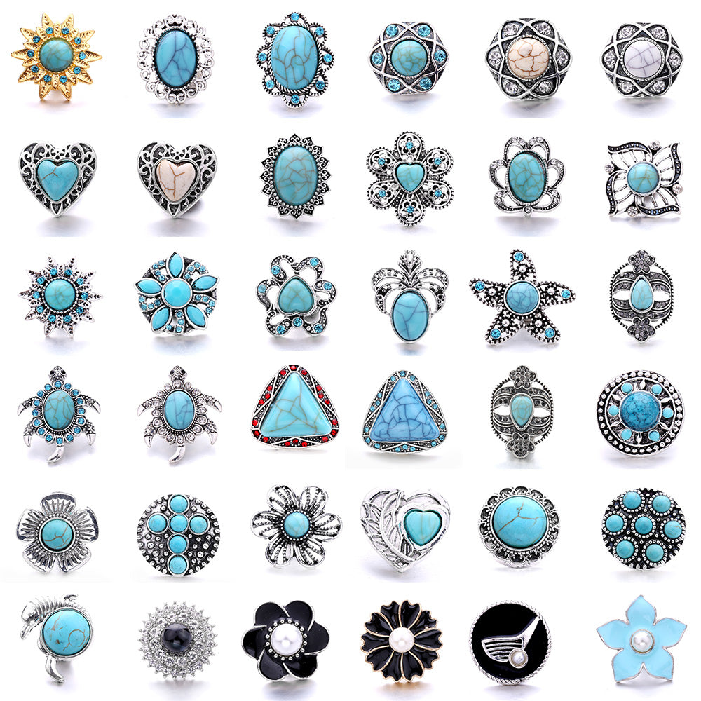 Turquoise Snap Button Charm 18mm Zinc Alloy Interchangeable Charms
