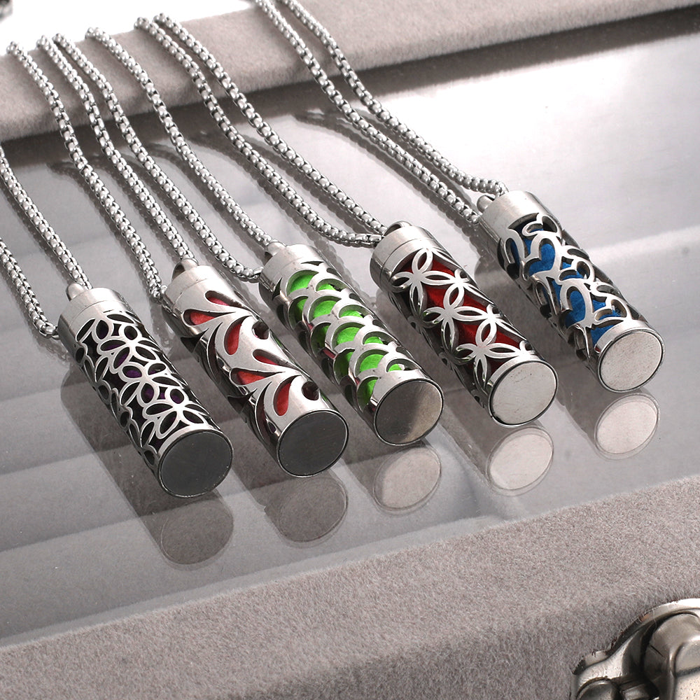 Perfume Diffuser Necklace | 316L Stainless Steel Aromatherapy Pendant with Refillable Scent Pad