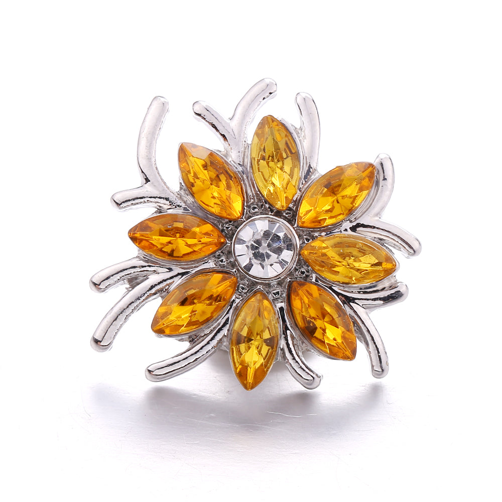 18mm Warm Amber Rhinestone Snap Charms | Mix & Match Charms for Bracelet & Necklace
