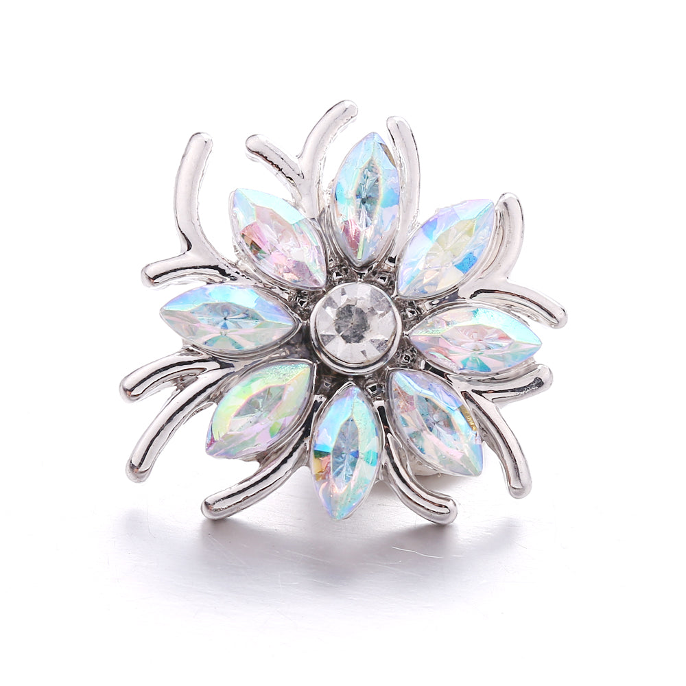 18mm Interchangeable Snap Button Charm Iridescent Rhinestone Zinc Alloy Charms