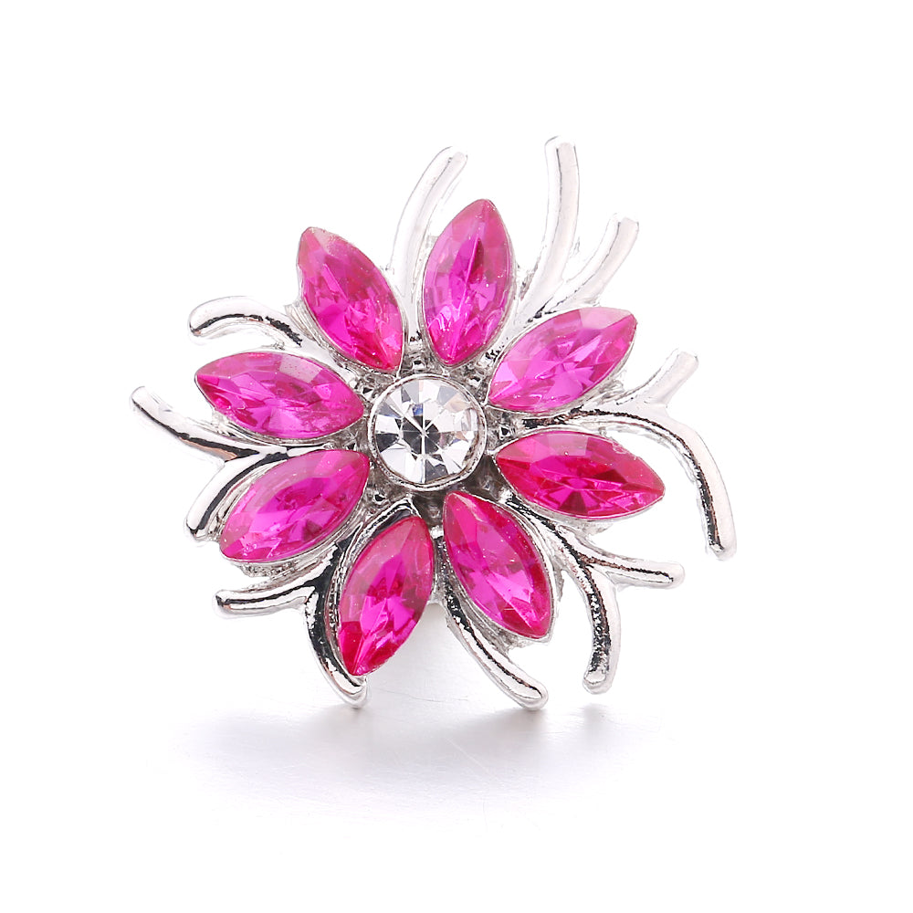 18mm Pink Rhinestone Charm | Vintage Crystal Snap Jewelry Collection