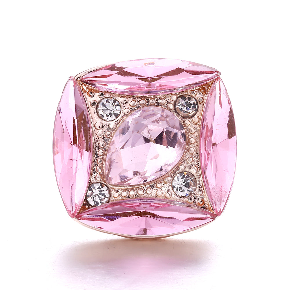 Pink Rhinestone Snap Pendant Necklace for Women – Sparkling Crystal Charm Jewelry