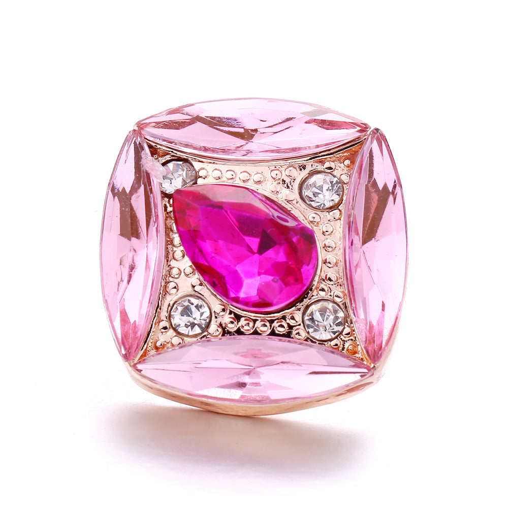 18mm Pink Rhinestone Charm | Vintage Crystal Snap Jewelry Collection