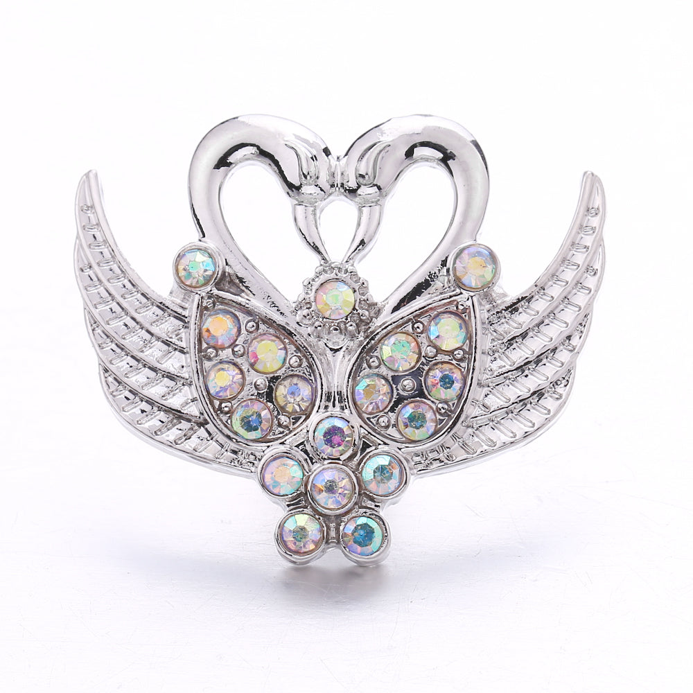 18mm Interchangeable Snap Button Charm Iridescent Rhinestone Zinc Alloy Charms