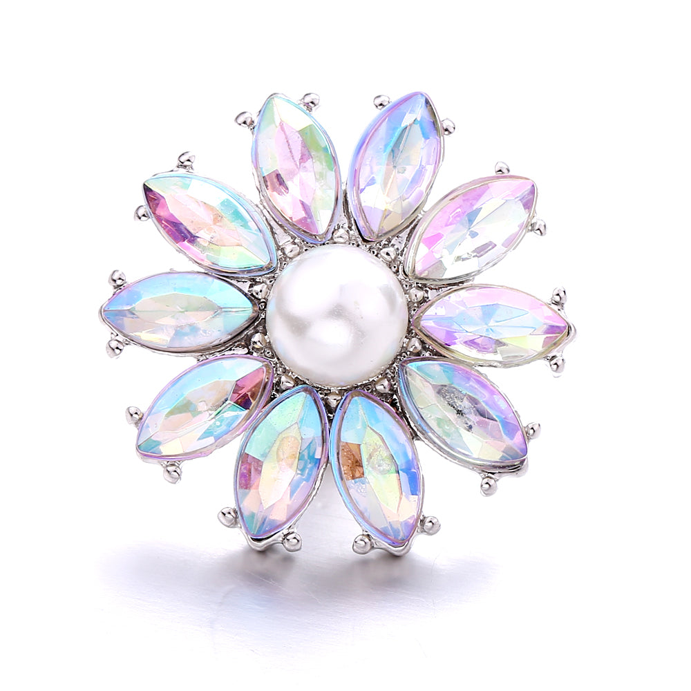 18mm Interchangeable Snap Button Charm Iridescent Rhinestone Zinc Alloy Charms
