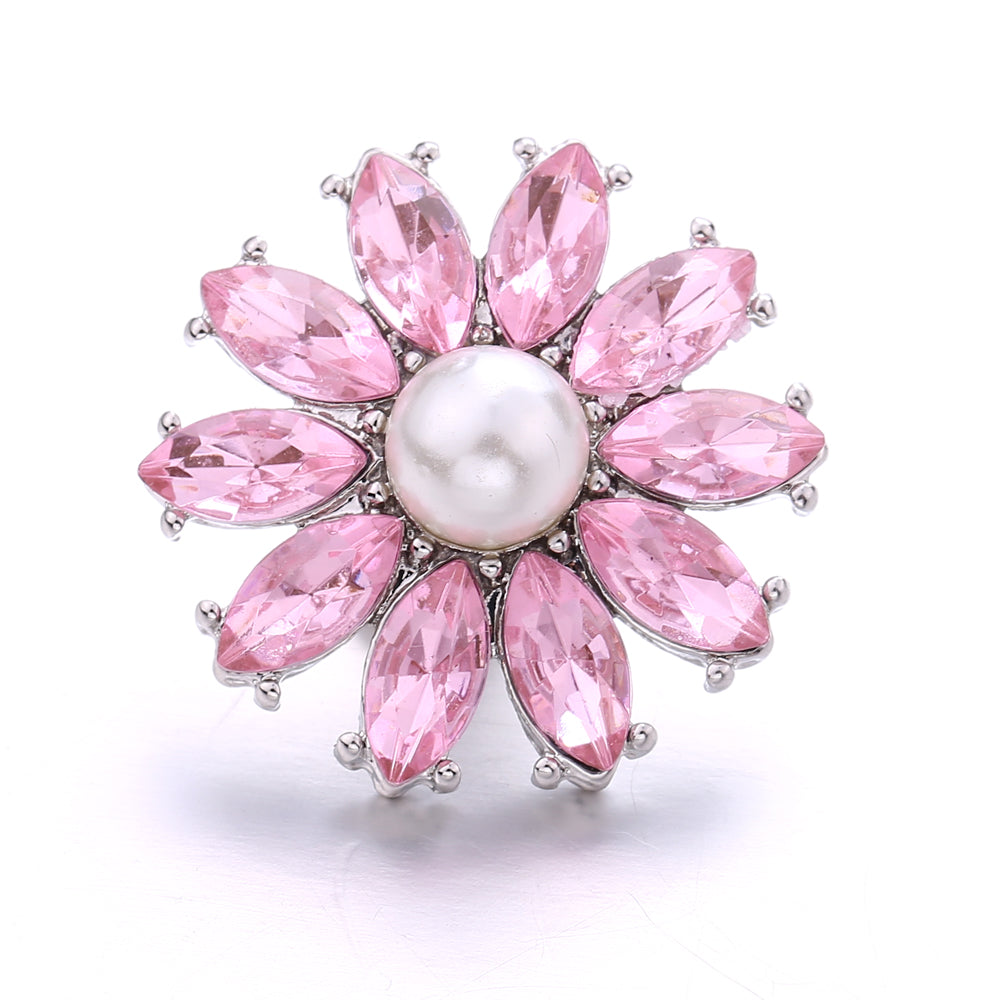 Pink Rhinestone Snap Pendant Necklace for Women – Sparkling Crystal Charm Jewelry