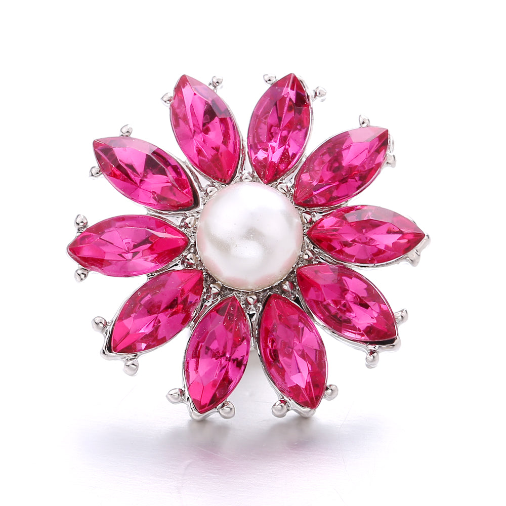 18mm Pink Rhinestone Charm | Vintage Crystal Snap Jewelry Collection