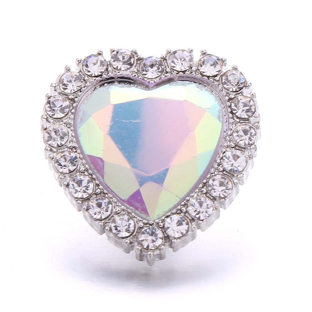 18mm Interchangeable Snap Button Charm Iridescent Rhinestone Zinc Alloy Charms