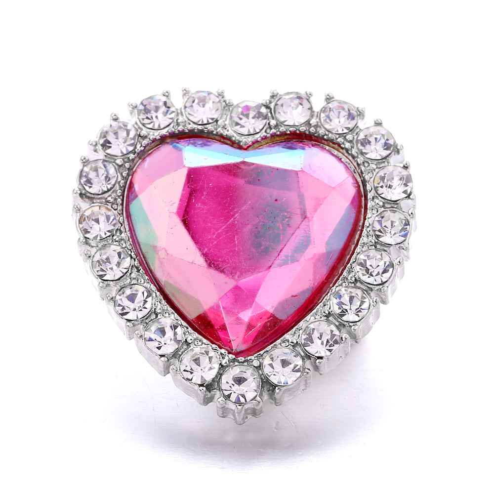 Pink Rhinestone Snap Pendant Necklace for Women – Sparkling Crystal Charm Jewelry