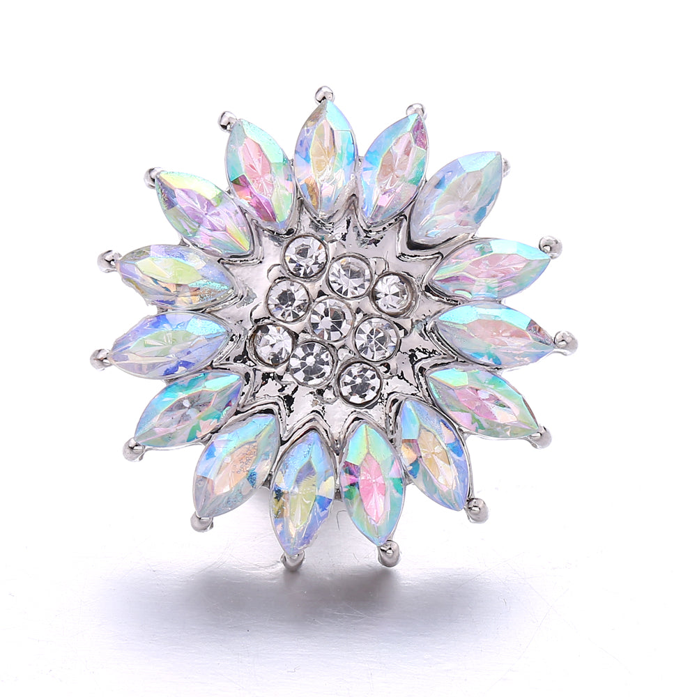 18mm Interchangeable Snap Button Charm Iridescent Rhinestone Zinc Alloy Charms