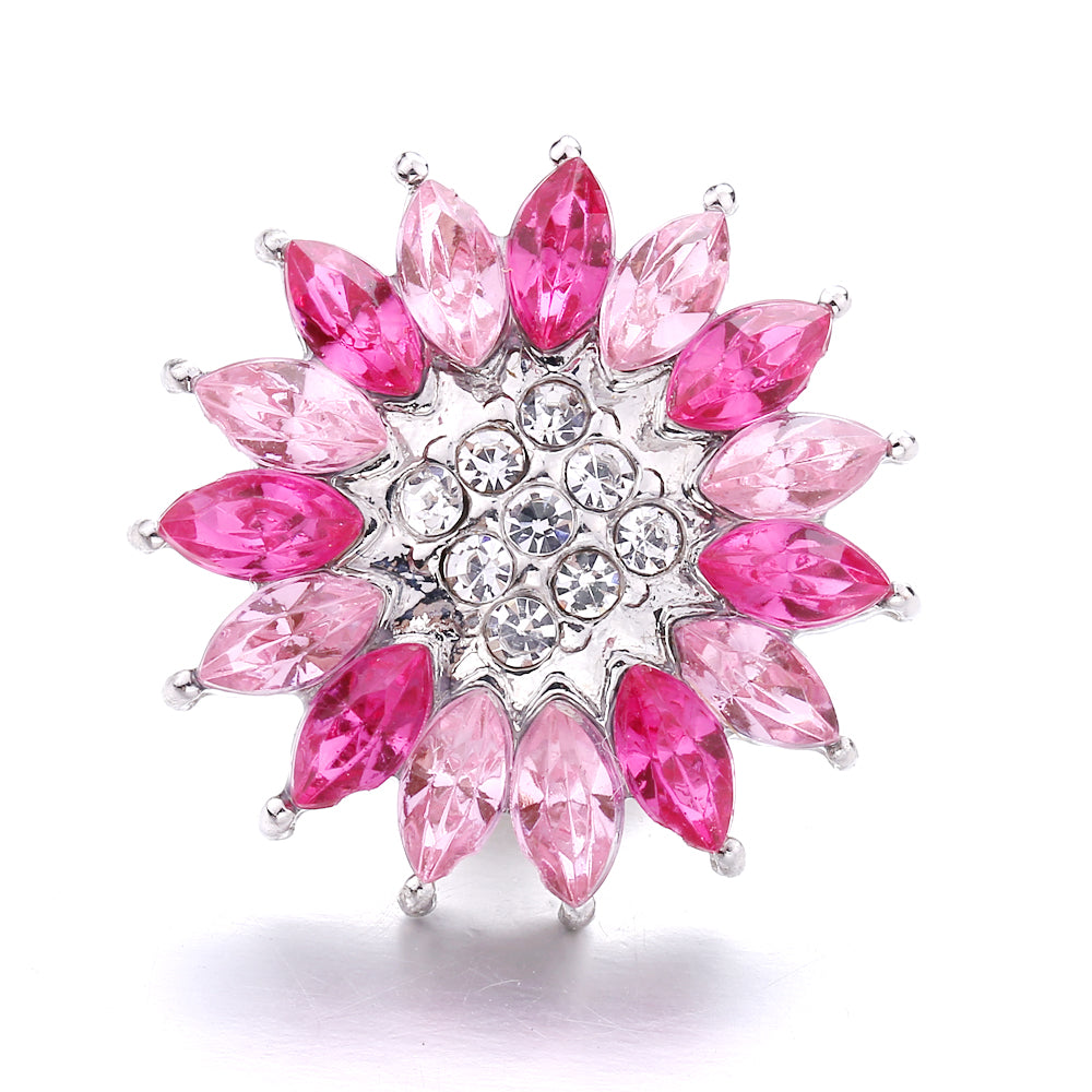 Pink Rhinestone Snap Pendant Necklace for Women – Sparkling Crystal Charm Jewelry