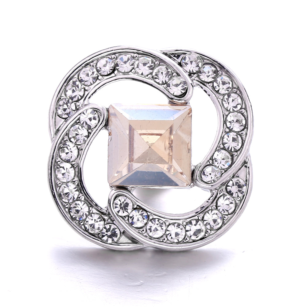 Sparkly Rhinestone Inlaid 18mm Snap Charms Zinc Alloy Charms