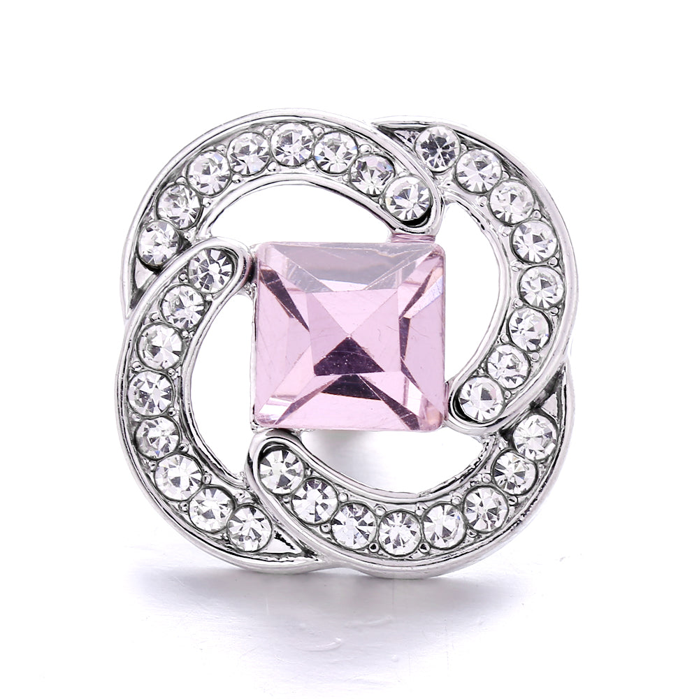Pink Rhinestone Snap Pendant Necklace for Women – Sparkling Crystal Charm Jewelry