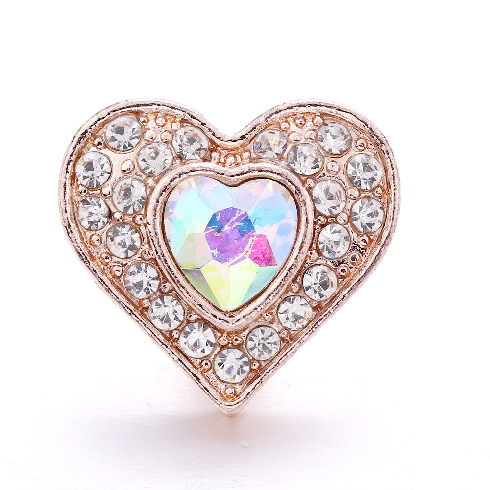 Sparkly Rhinestone Inlaid 18mm Snap Charms Zinc Alloy Charms